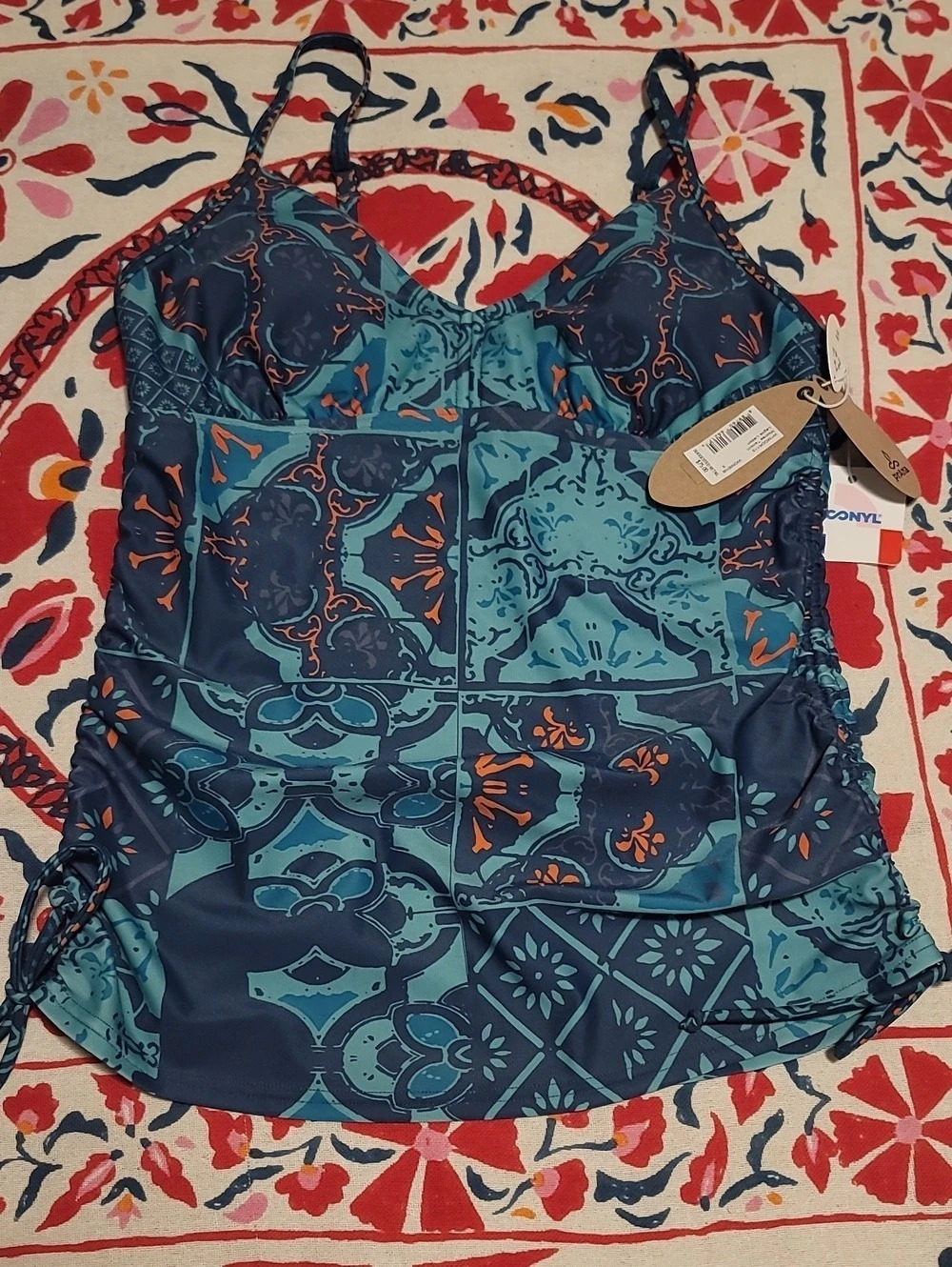 NWT prAna Moorea Multicolor Boho Abstract Floral Tankini Swim Top